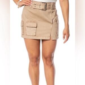New Juicy Couture Belted Cargo Mini Skirt in Nomad Brown Tan Women’s 29